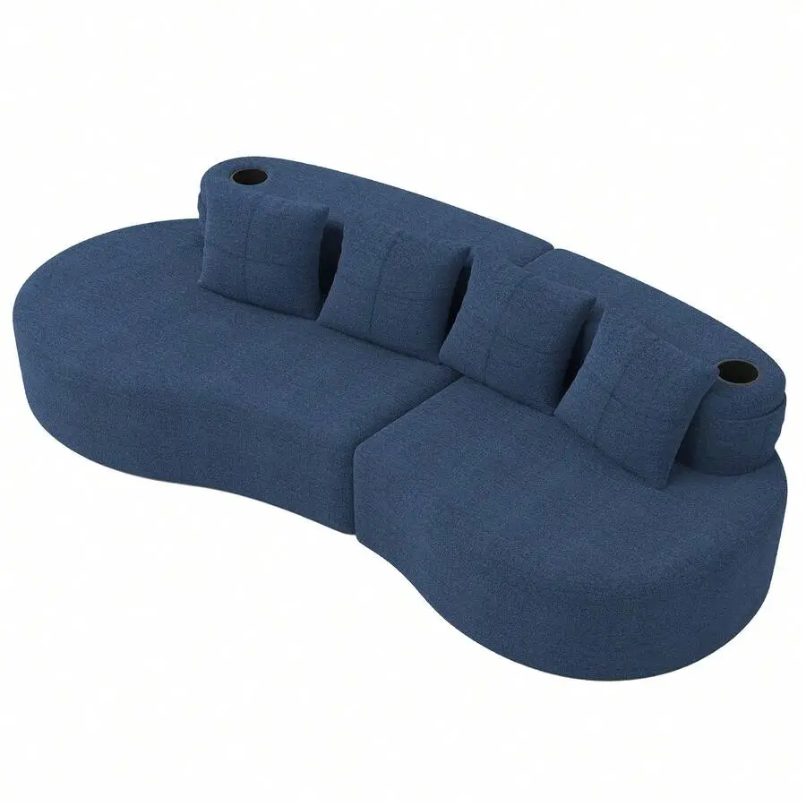 Rhomtree Modern Curved Sectional 3 Seat Minimalist Elegant Half Moon Sofa Compressed Modular Sectional Sofa For Living Room, Office, Apartment