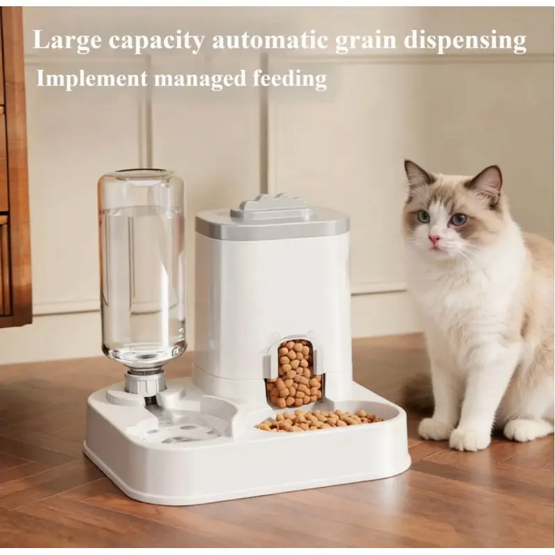 2-in-1 Automatic Pet Feeder Water Dispenser, Auto Food Water Bowl for Cats and Dogs Daily Feeding, Food Feeders