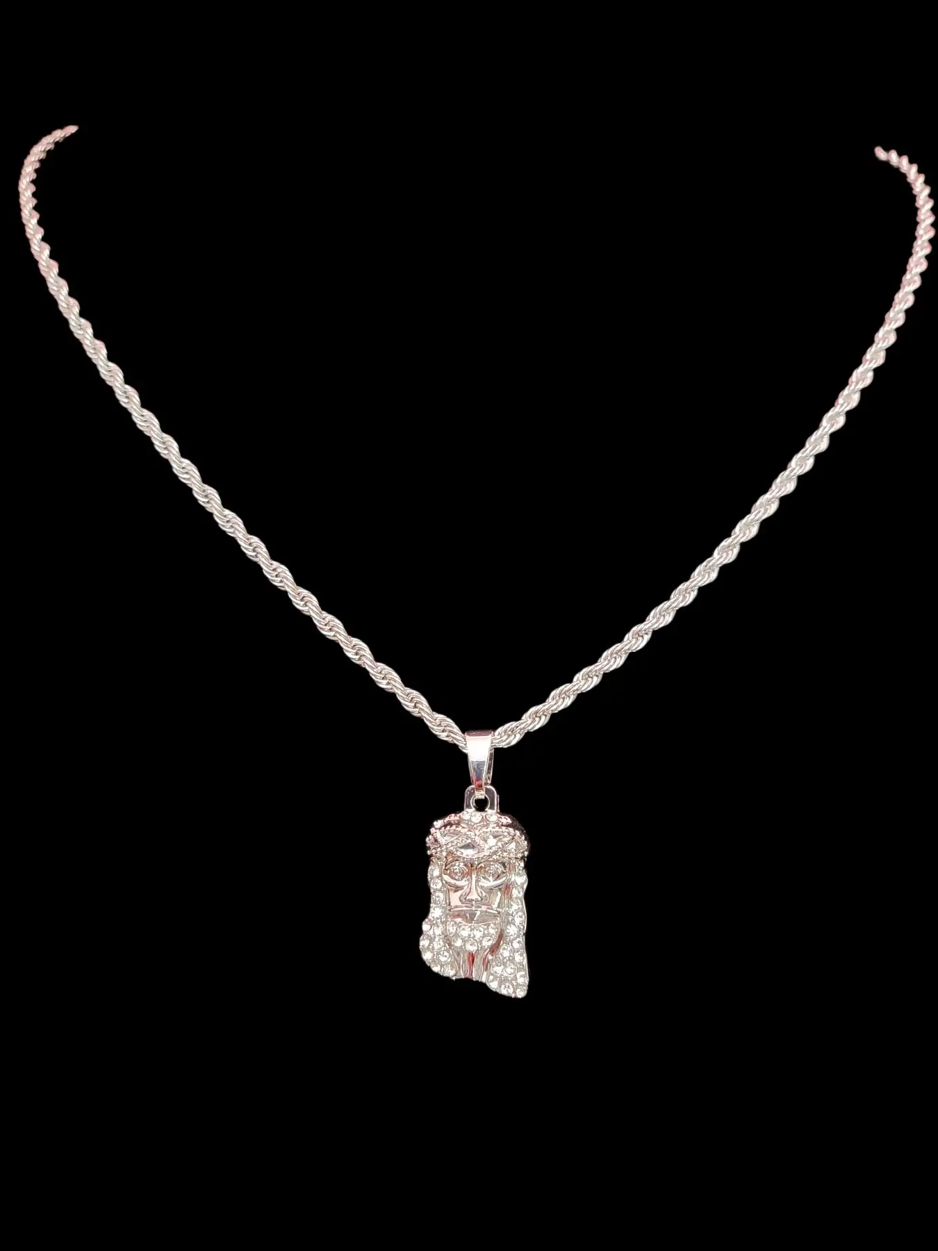 1 Piece Jesus Faith Alloy Pendant Necklace with  Stainless Steel Rope Chain, Men Women Hip Hop Jesus Pendant Necklace Fashion Vintage Jewelry Unisex Street Style, All-Season Accessory, Perfect for Daily Wear or Party Gift