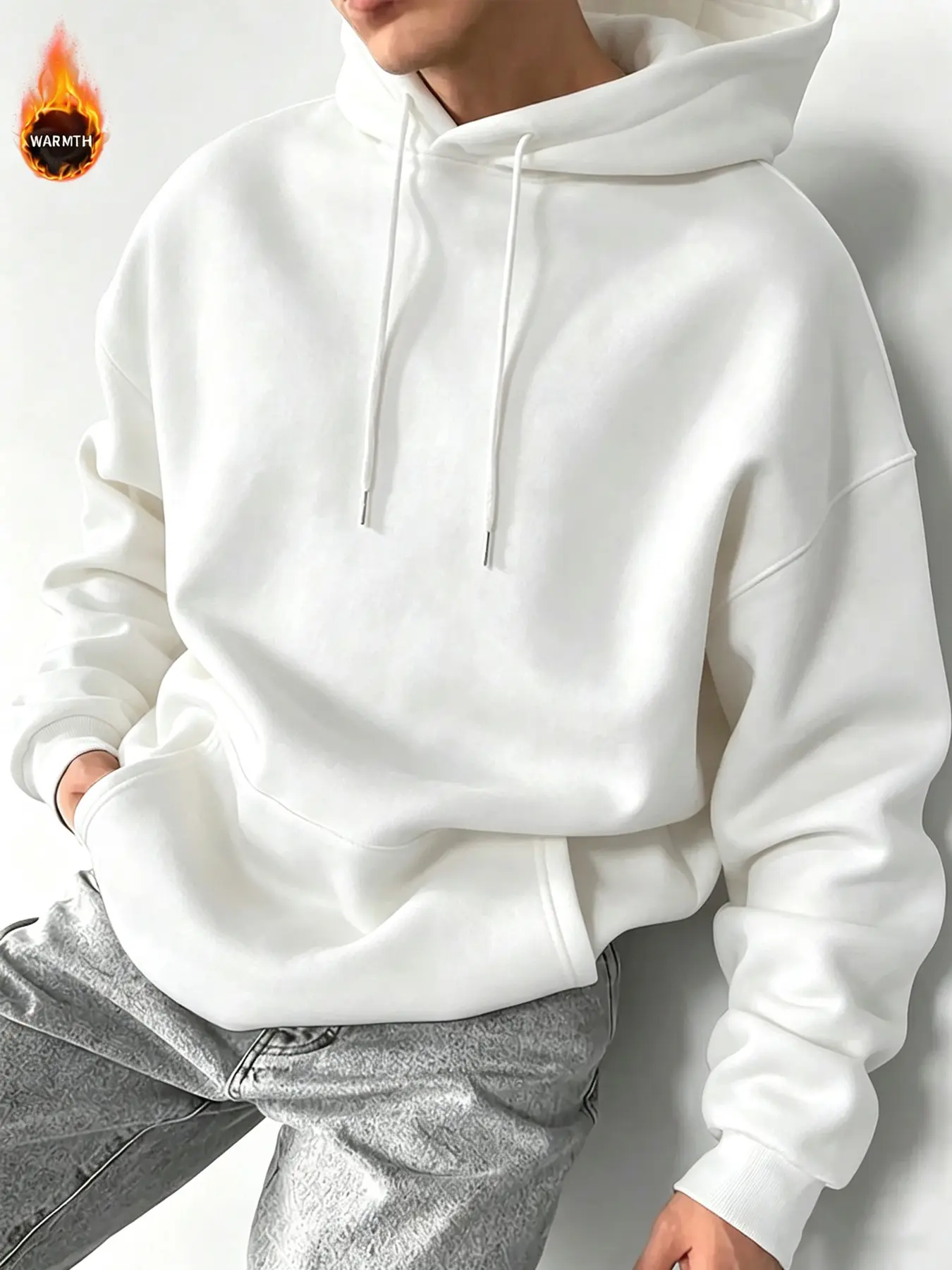Men's Solid Black Oversized, Relaxed Fit, Drop Shoulder Boxy Long Sleeve Hoodie, One Piece Multi-Wear Minimal Streetwear Casual Basic, Soft Kangaroo Pocket Hooded Sweatshirt, Suitable for Campus, Commute, Gym, Loungewear & Fall Winter Layered Outfits