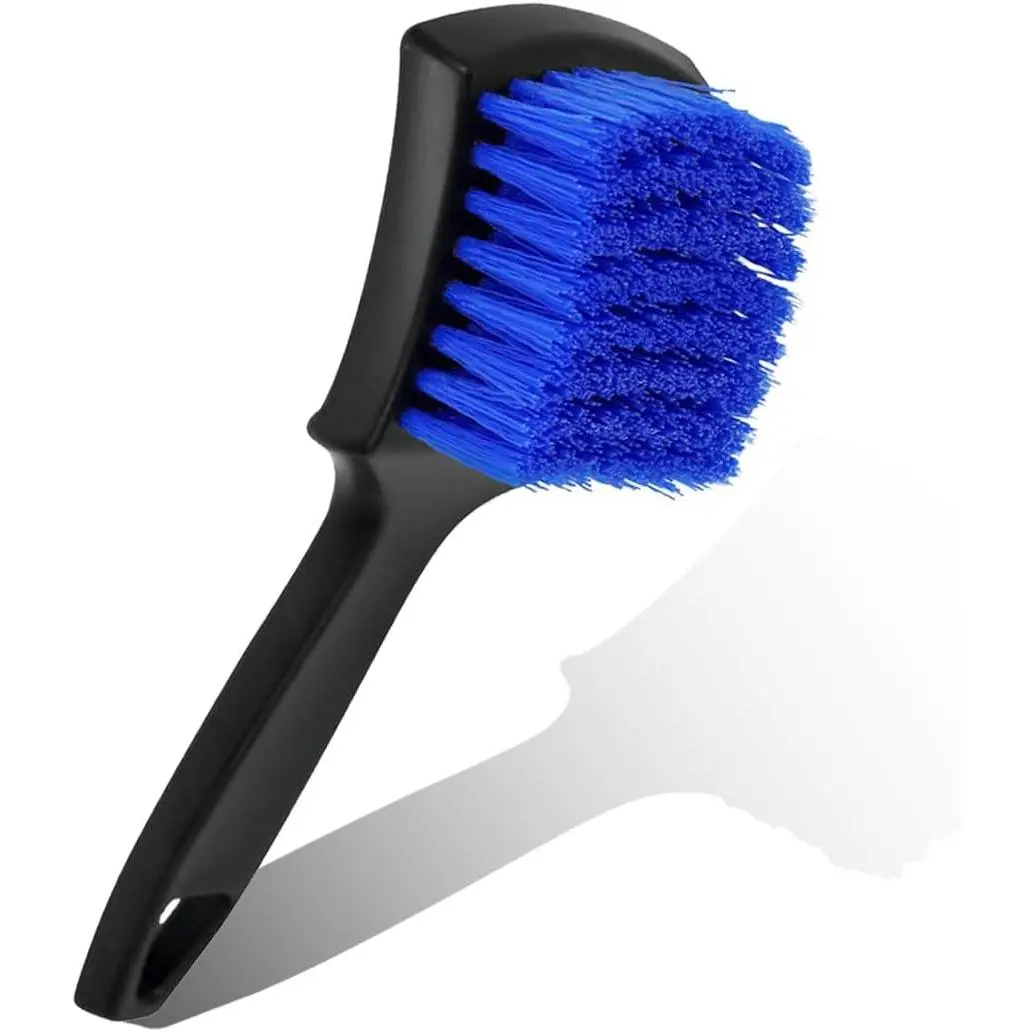 Wheel Brush, Stiff Bristle Short Handle Scrub Tire & Wheel Rim Brush, No-Scratch Carpet/Floor Mat Detailing Tool, Auto Interior and Exterior Cleaning  for ,  (Blue)