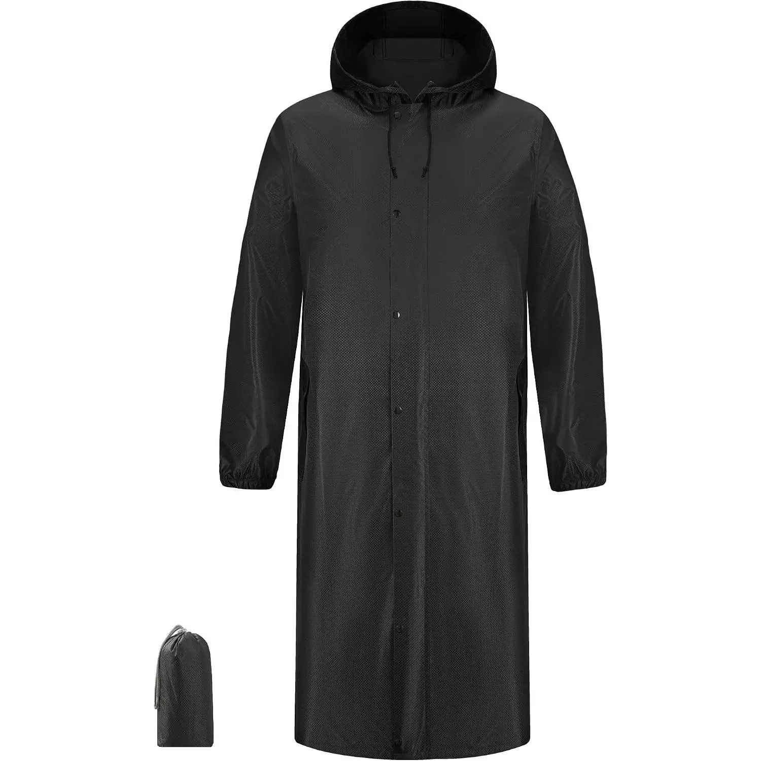 Long Raincoat 8000mm Waterproof, Lightweight Packable Hooded Rain Jacket for Men Women Hiking Camping Work Outdoors
