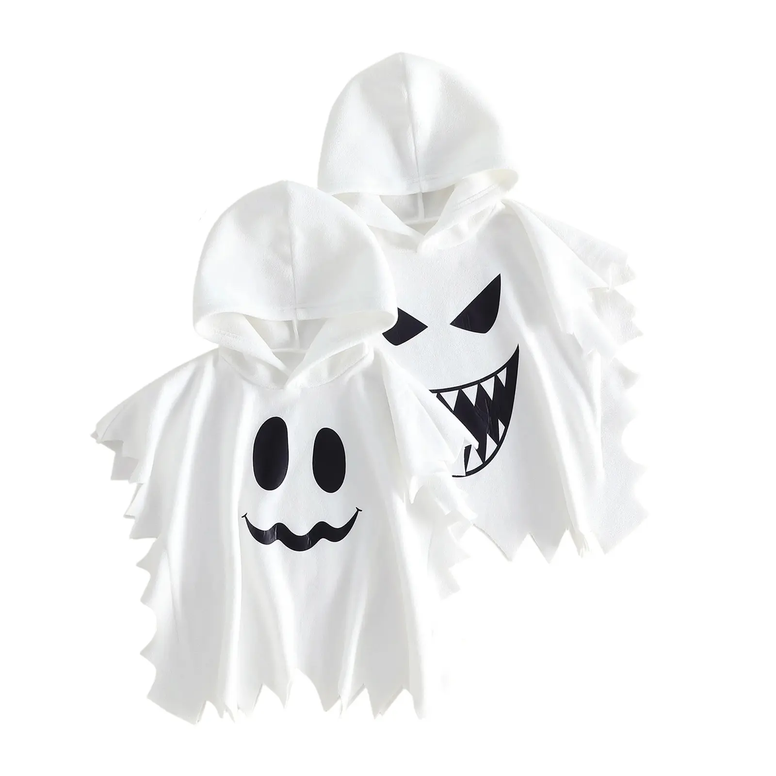 Toddler Baby Little Boy Girl Halloween Kids Ghost Cape Ghost Print Hooded Cloak for Cosplay Party Wear 1-6 Years
