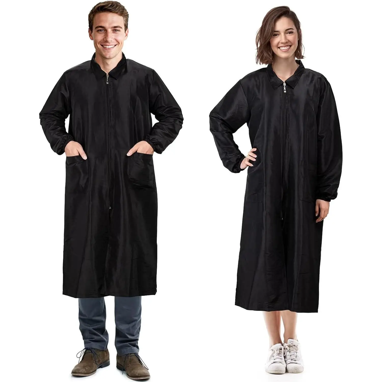 Pet Grooming Smock for Dog & Cat Groomers - Long-Length, Lightweight Fabric, Anti-Static, Multi-Size, Smooth Soft Material, Zipper Design, Pockets