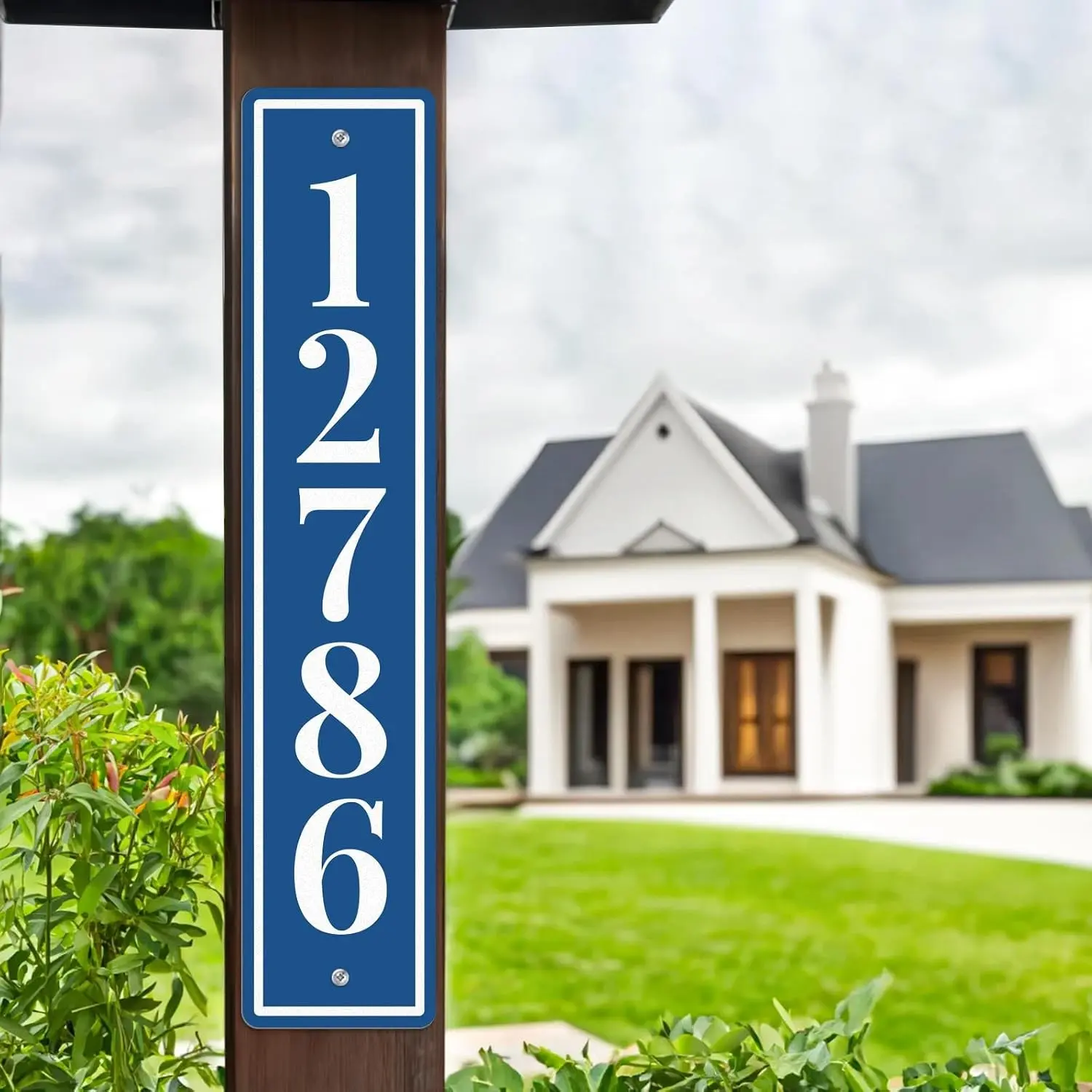 Reflective House Address Sign, Mailbox Post Sign, Modern House Numbers | 14" & 17"Address Signs, Mailbox Numbers for Outside, Vertical Plaque, Multiple Color