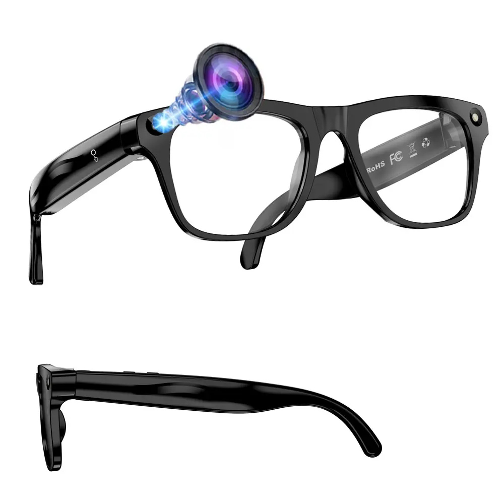 Smart Glasses with Video,8MP Camera,One Click Audio recording,First Person Video Shooting,Bluetooth Calling and Music Playback,AI Real Time Translation and Simultaneous Interpretation,WiFi Transfer, 290Mah Battery ,3Lenses Total