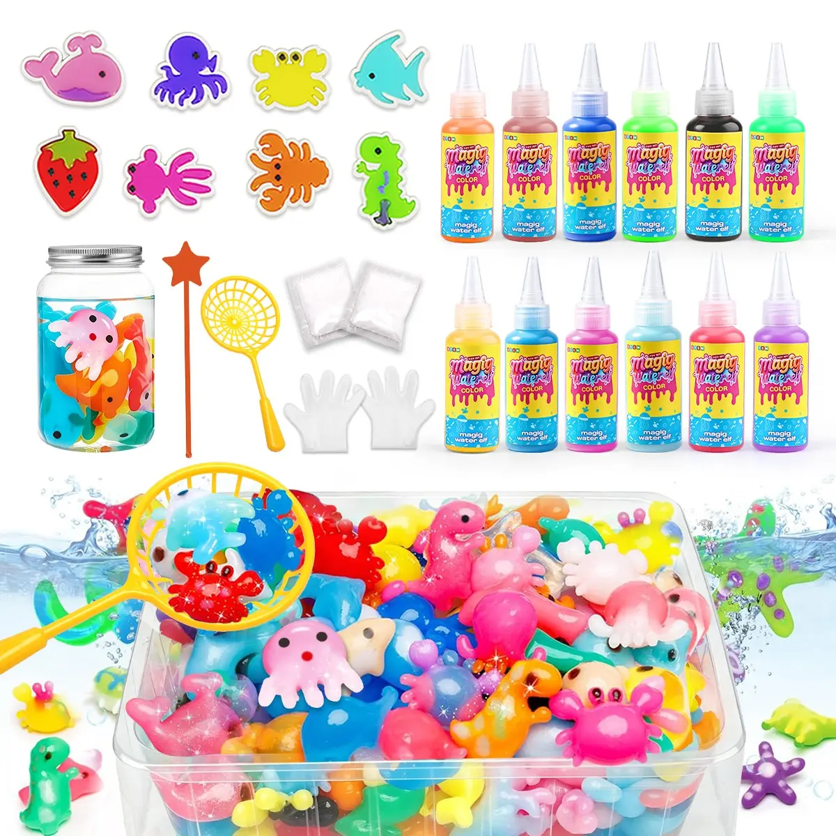 26/31/33/42pcs Magic Water Sprite Toy Set, Nereid Gel DIY Craft Kit with Magic Gel and Molds, Easter Crafts, Art Kits, Aquatic Pets, Birthday Gifts, Creative Play