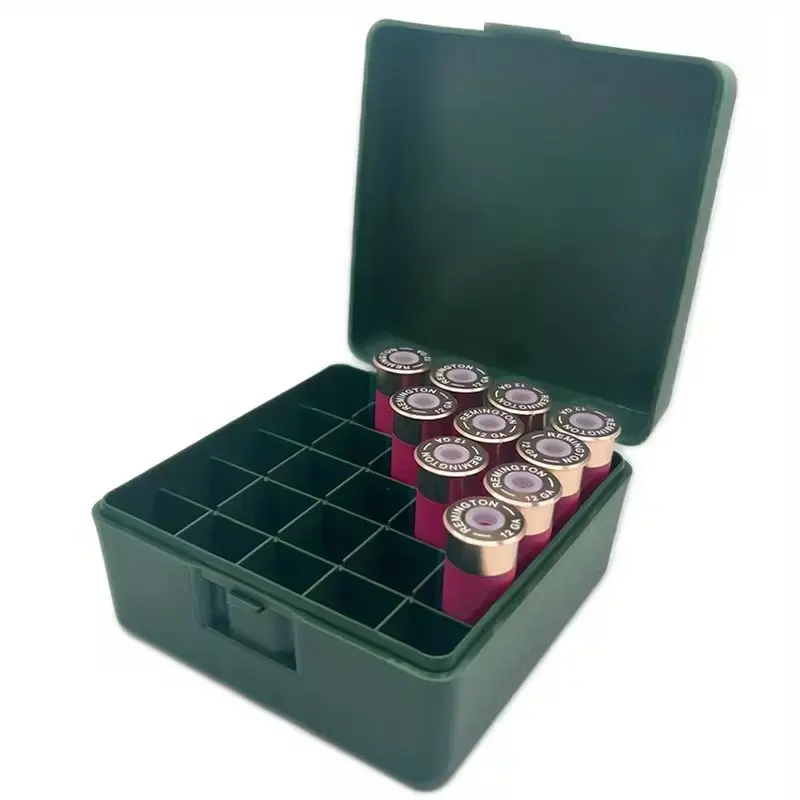 12 Gauge Shotgun Ammo Box, Tactical Flip-Top Cartridge Case, Organiser, 25 Rounds, Hunting Accessories, Durable Design, Essential Gear