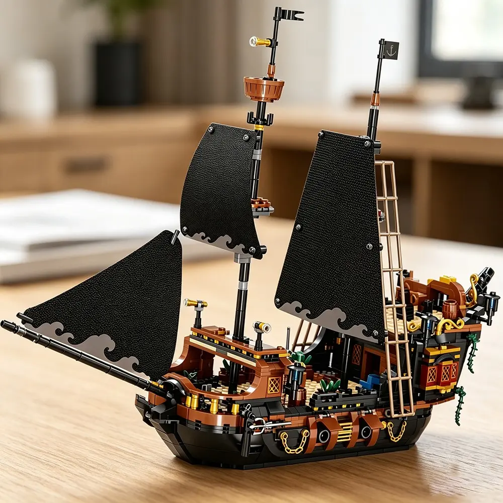 1341pcs Pirate Ship Building Blocks Set, High Difficulty Assembly Challenge, Detailed Model for Movie Lovers, Perfect Gift for Holidays, DIY Model Kit