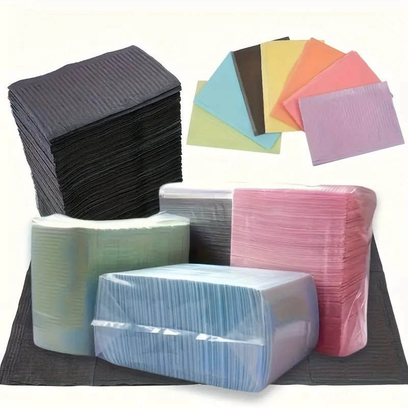 20pcs Black 3-Ply Waterproof Polyester Disposable Bulk Kit - Cosmetic Table Mats, Spill-Proof Tattoo Table Covers, Dental Bibs, Cups, Beginner-Friendly Makeup Tools for Dental/Tattoo Use