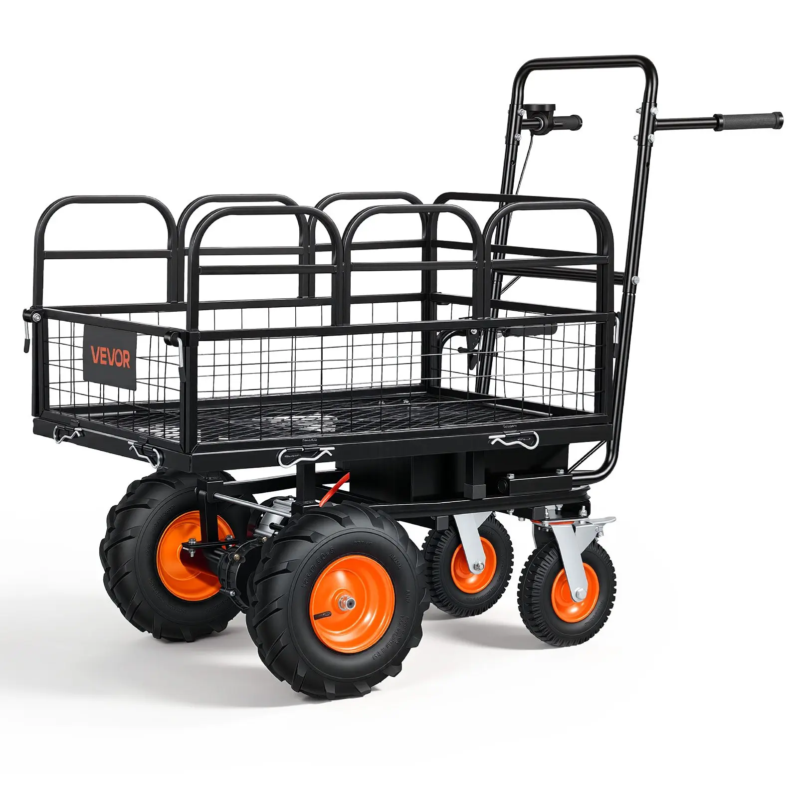VEVOR Electric Utility Cart, 36V 432Wh Battery Powered Electric Wagon, 500W Power Wheelbarrow with Brake, 660 lbs Load Heavy Duty Steel Garden Cart for Farm and Yard All Purpose Modular Cargo Bed