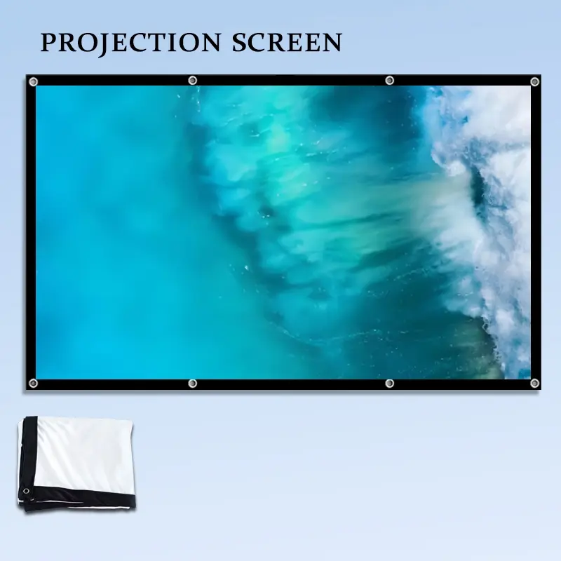 16: 9 high-definition double-sided washable foldable projection screens suitable for indoor and outdoor home theaters/camping 9 parties/offices, 60-150 inch portable projection screens
