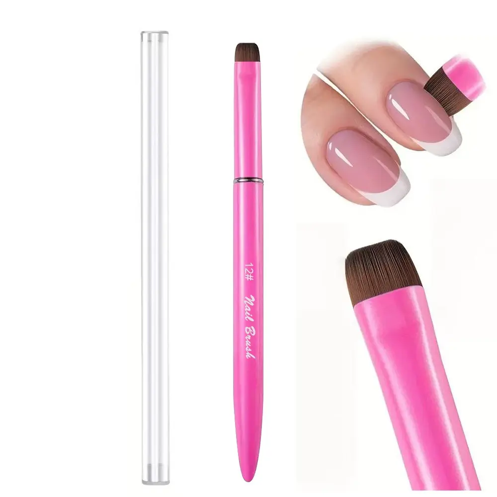 French Tip Nail Brush Soft Nylon Bristles, Professional Manicure Nail Art Gel Clean Up Brush for Gel Polish Builder Gel Acrylic Nails