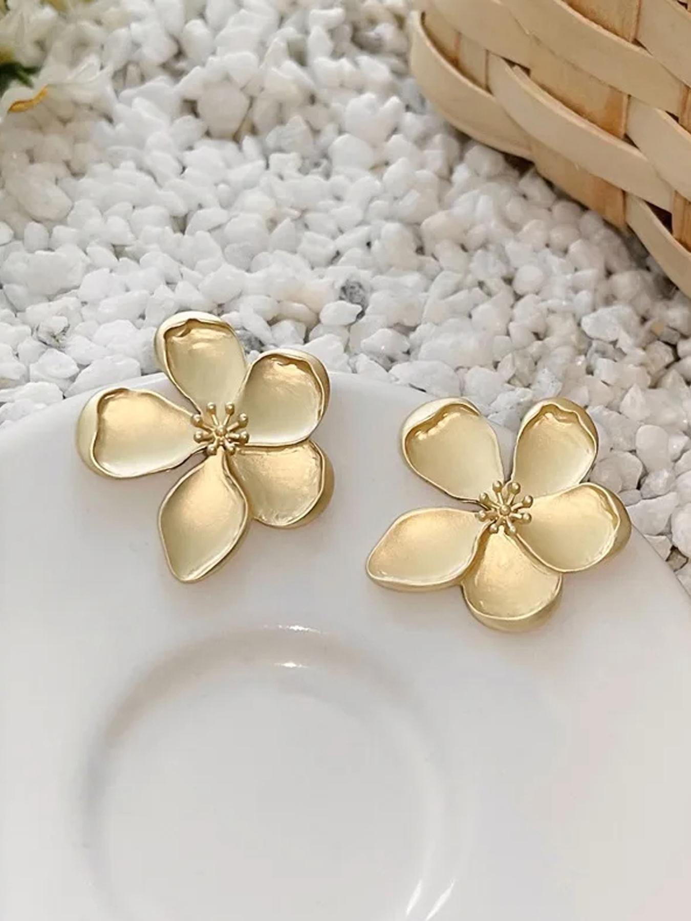 Vintage Flower Design Stud Earrings, High Quality Earrings, Fashionable Jewelry for Women, Daily Clothing Decor, Trendy All-match & Exquisite Jewelry for Birthday Gift