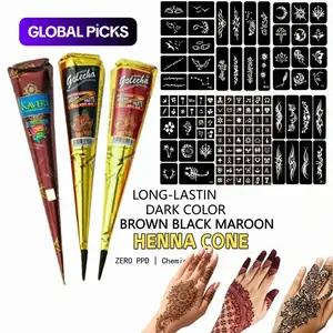 3 Piece Henna Cones, Multiple Waterproof Reusable Henna Templates, DIY Temporary Tattoo Kit, Ideal for Body Art, Safe Skin #GLOBAL PICKS
