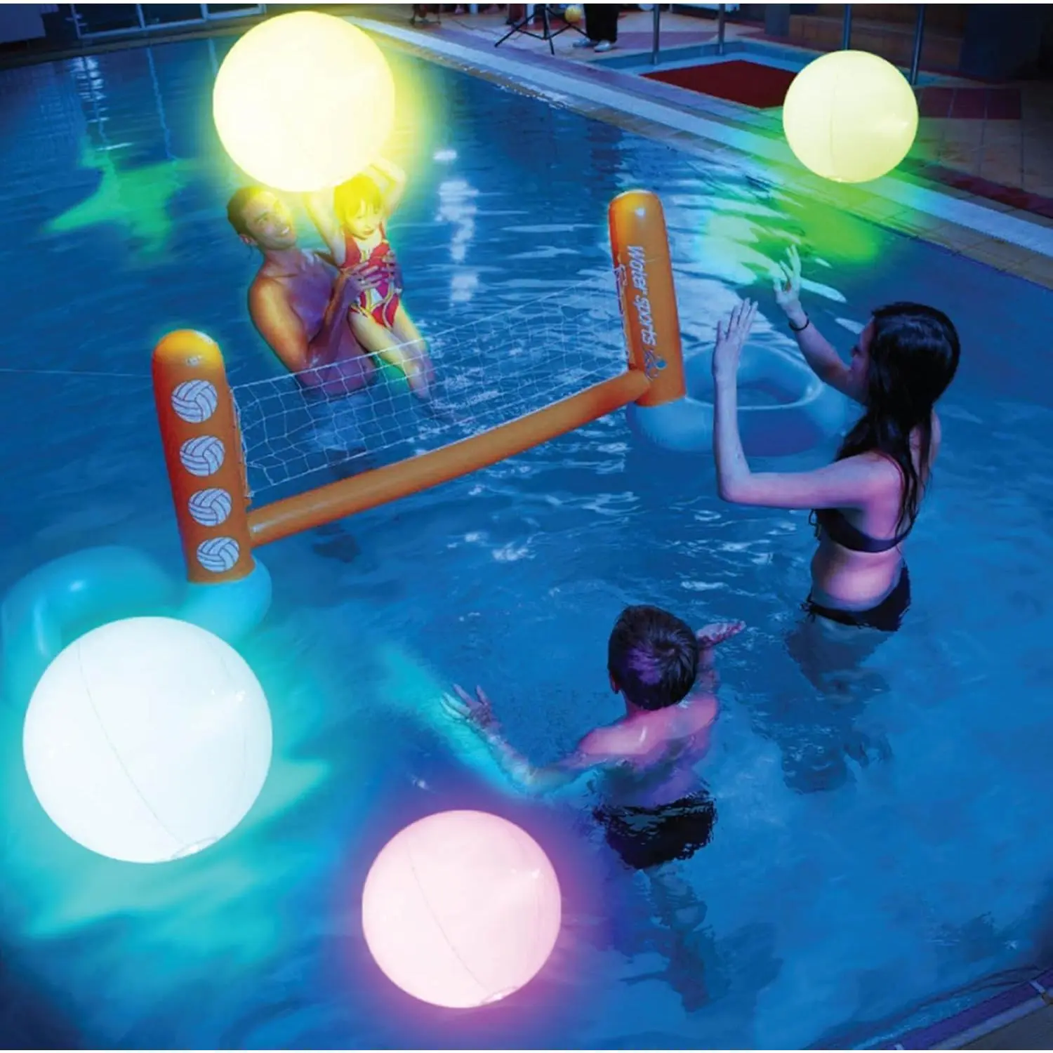 Thick PVC 12-Inch LED Lighting Inflatable Beach Balls, 4-Pack - 60H Long-Lasting Glow, 8 LED Modes, IP67 Waterproof Leak-Resistant Sports Pool Toys for Kids 3-10, 6-8 Years, Pool Party Decorations