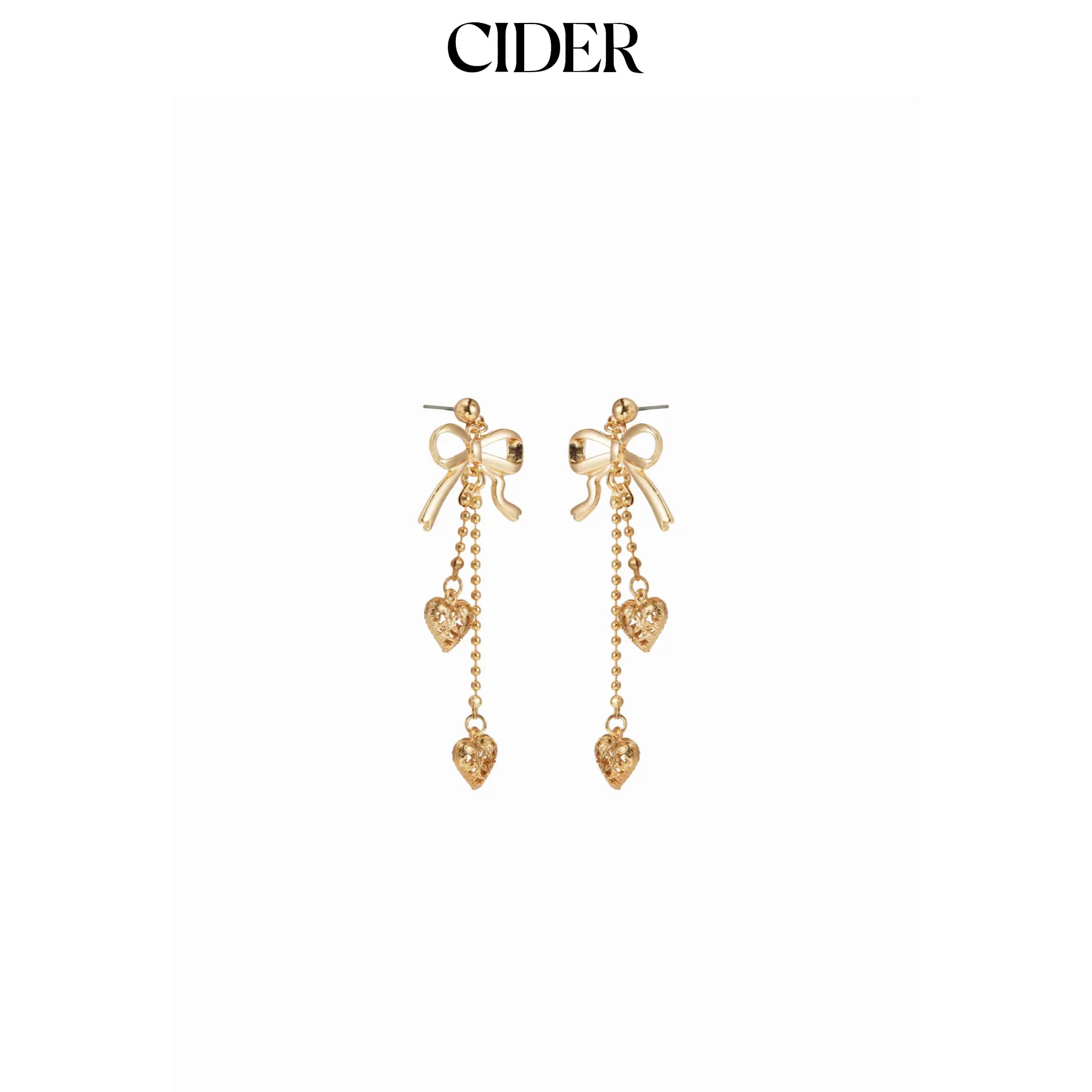Cider HEART & BOWKNOT DROP EARRINGS