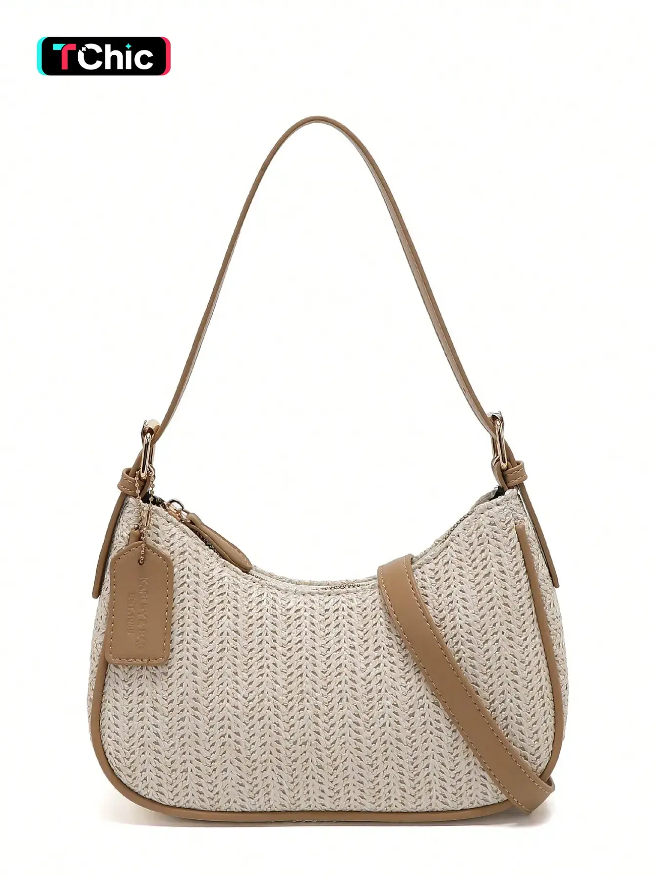 Fashion Women's Colorblock Woven Bag, Summer New Knitted Shoulder Crossbody Bag, Y2K Trendy Crescent Shape Handbag, Handbag Shoulder Purse, Woven Purses, Fashionable Unique Bags