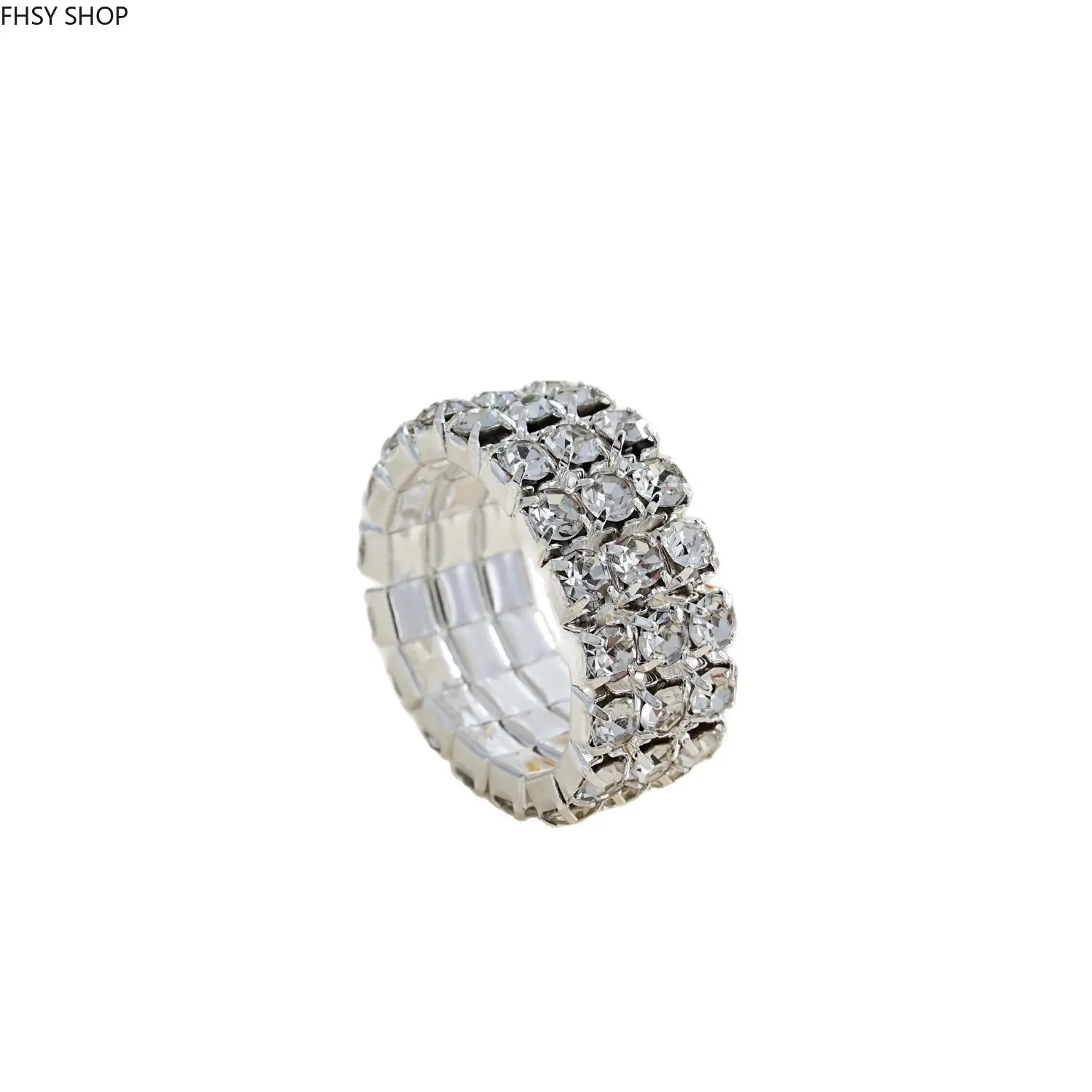 Stretch Rhinestone Ring for Women + Quiet Luxury Trend + Multi Row Crystal Band + Sparkly Elastic Statement Ring + Comfortable One Size Fit + Perfect for Party, Wedding & Everyday Glam