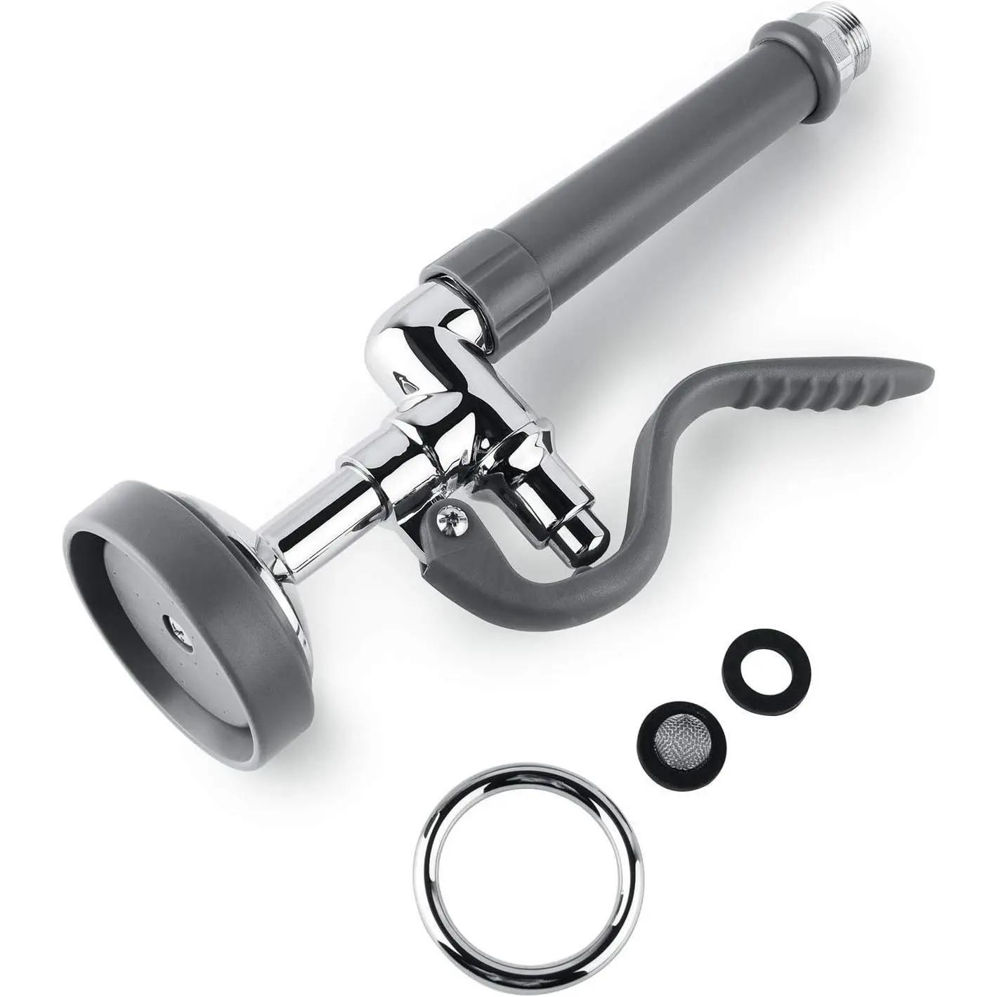 Pre Rinse Sprayer Commercial Sink Sprayer Head Spray Valve,1.42GPM Restaurant Sink Dish Spray with Handle for Commercial Kitchen faucets,Chrome Finished (Grey)