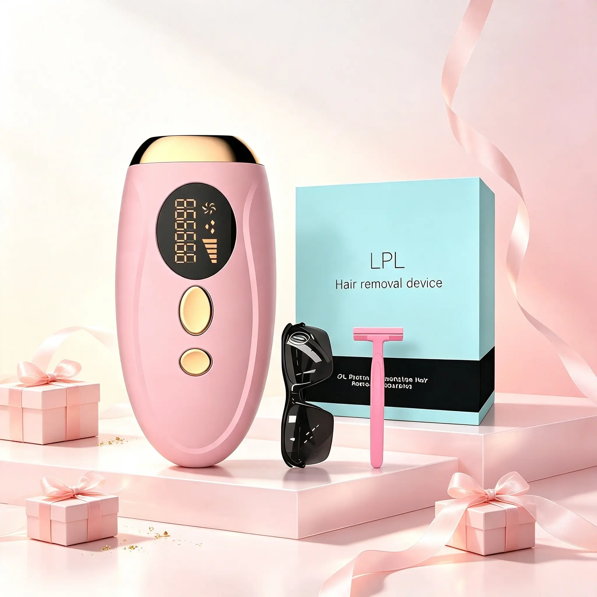 Portable At-Home IPL Hair Removal System, LPL Permanent Hair Removal Instrument for Females & Males, Gentle Painless Hair Removal for Full Body, Suitable for Facial Hair, Arms, Legs and Bikini Line, Complete Accessory Kit Included（Plug-in Model）