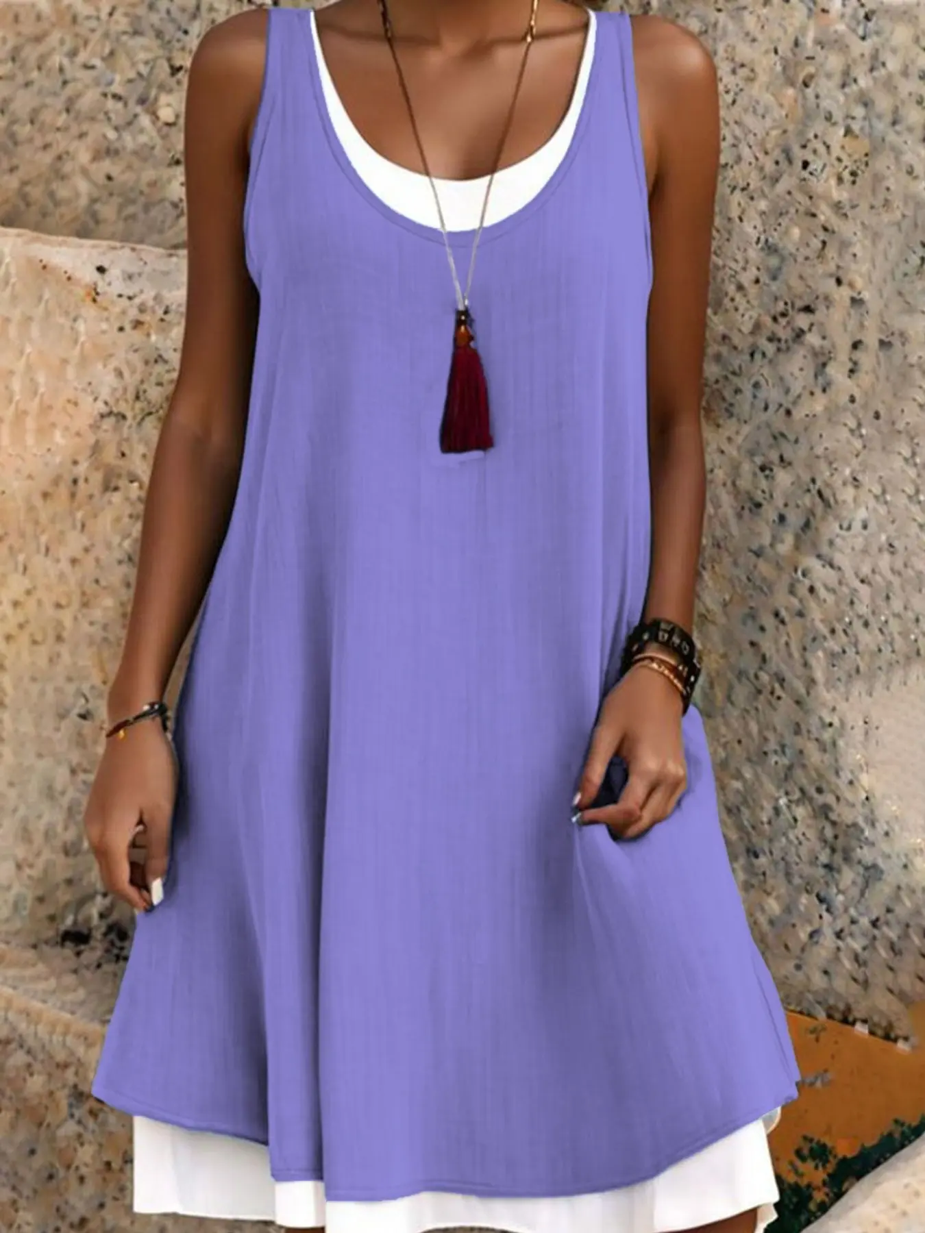 Casual Summer Dresses for Women, Lightweight Loose Fit Sleeveless Tank Dress, Breathable Vacation & Coastal Grandma, Comfortable and Stylish