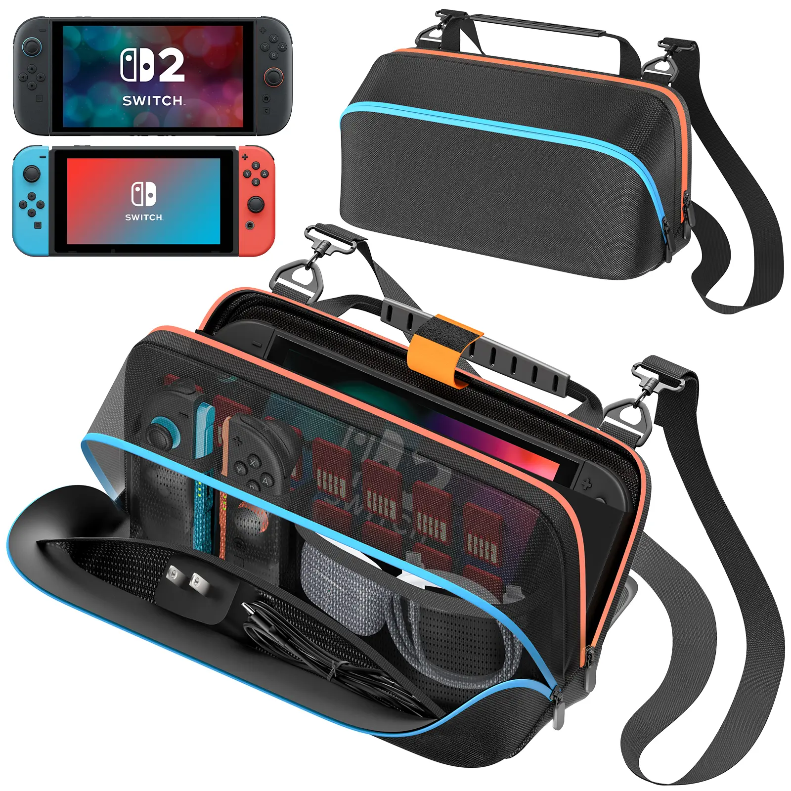 Sling Bag for Nintendo Switch 2 (2025)/SW OLED/SW Original, Switch 2 Crossbody Bag Hold Joycon 1/2 &AC Adapte &14 Game Card Slots &Other Accessories, Portable Switch 2 Travel Carrying bag for Storage