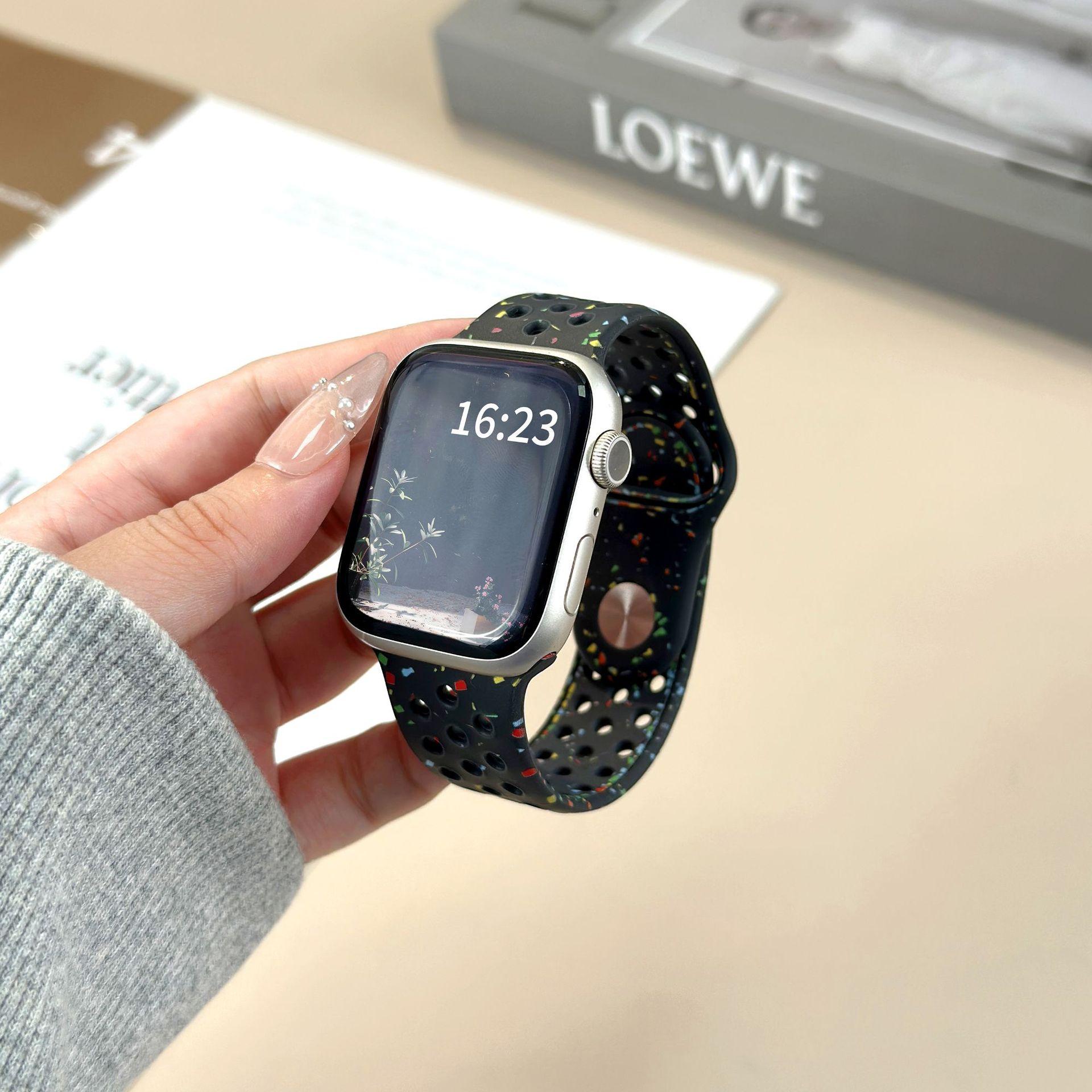 Colorful Dual-Color Silicone Watch Band, Dot Pattern Soft Waterproof Sport Replacement Strap for Smart Watch, Skin-Friendly Breathable Silicone Wristband for Men Women