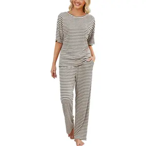 Beauty's WardrobeJiniGolla Womens Pajama Sets Waffle Knit Short Sleeve Shirt with Long Pajama Pants Soft Sleepwear Pj Lounge Sets