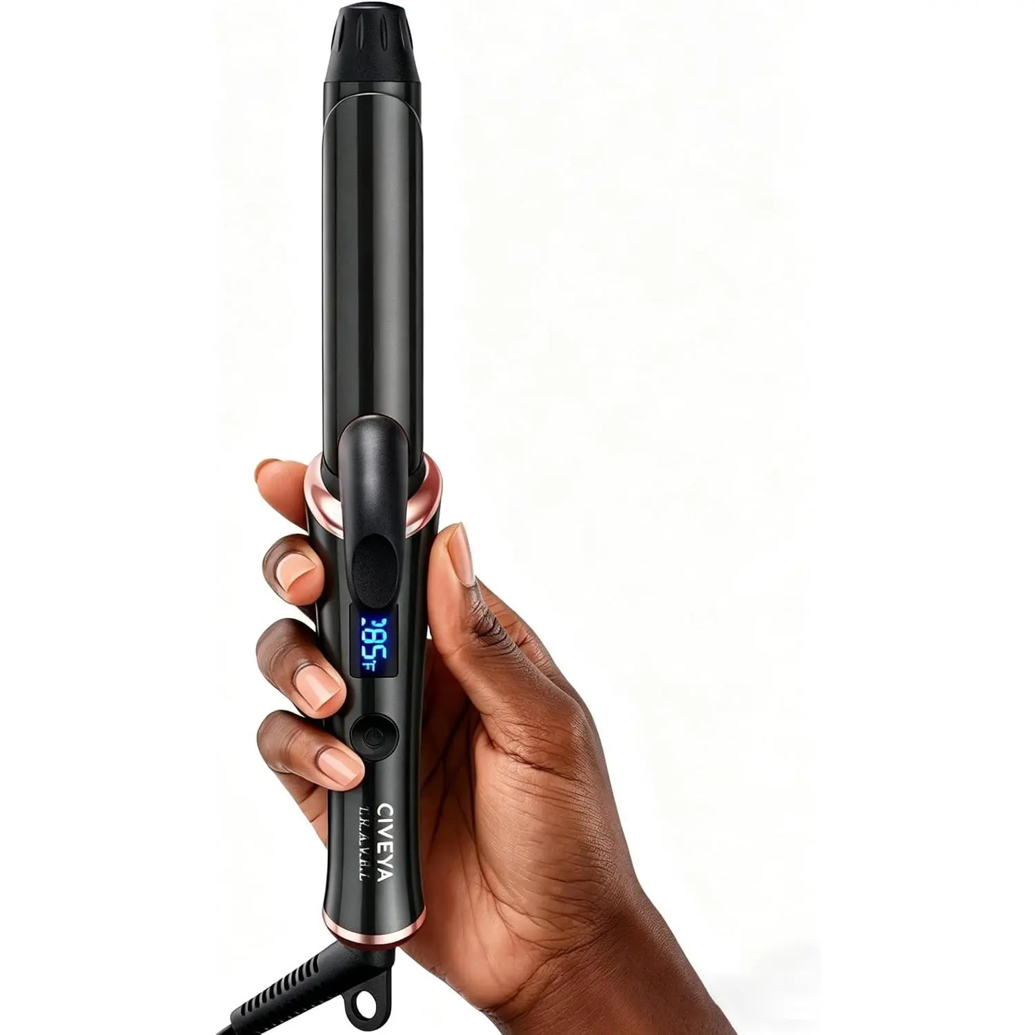 1-Inch Mini Curling Wand for Short Hair, Travel-Ready Argan Ceramic Barrel Hair Styling Tool with Dual Voltage, Fast Heating, 5 Temp Settings, Auto Off & Pouch