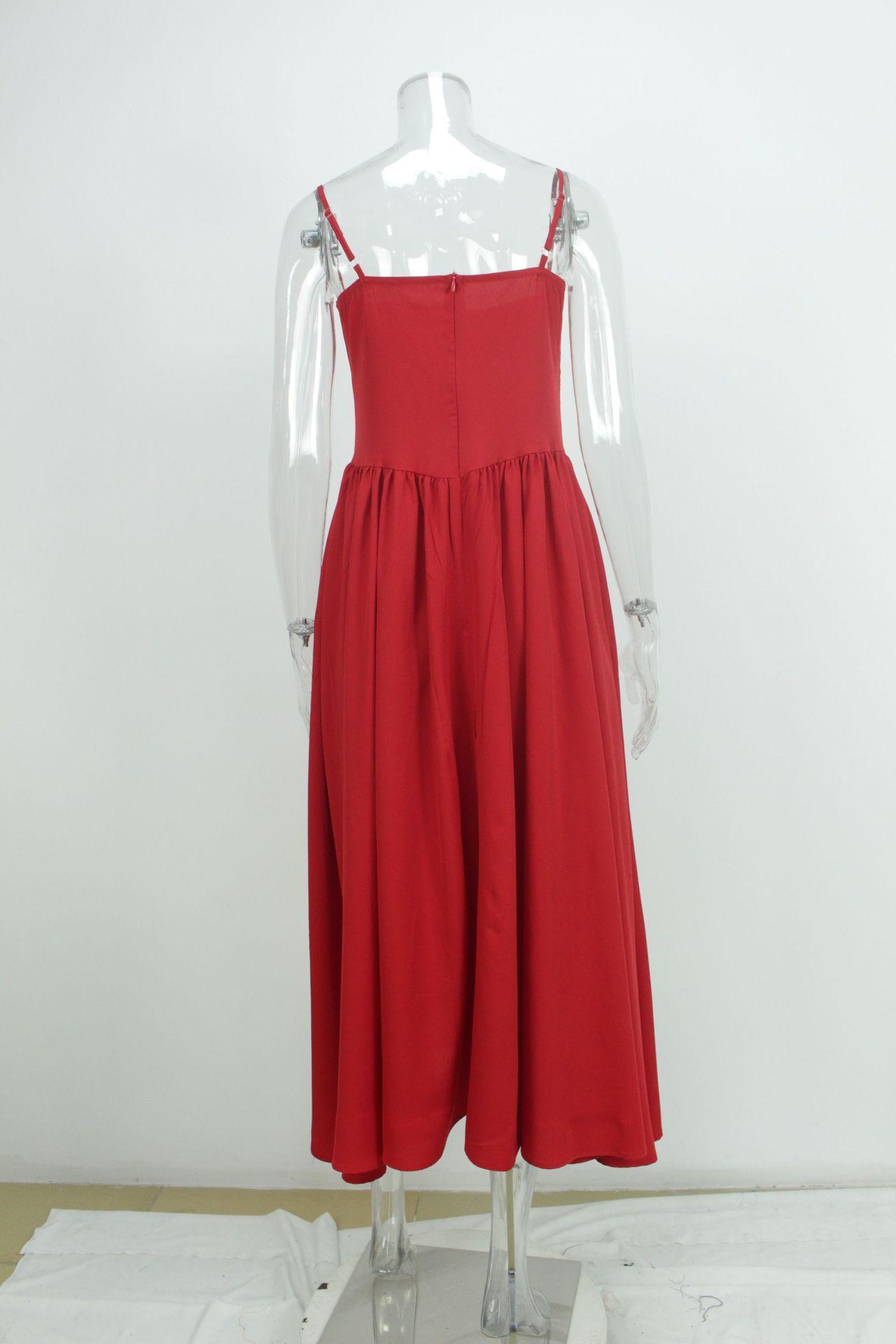 2026 New Arrival Women's French Retro Court Style Solid Color Suspender Dress Spring Fashion Outfits