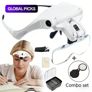 Headband Magnifying Glass with Five Times Magnification, Durable ABS Frame, Dual LED Light Reading Clock Repair Inspection Microcarving Jewelry Processing #GLOBAL PICKS