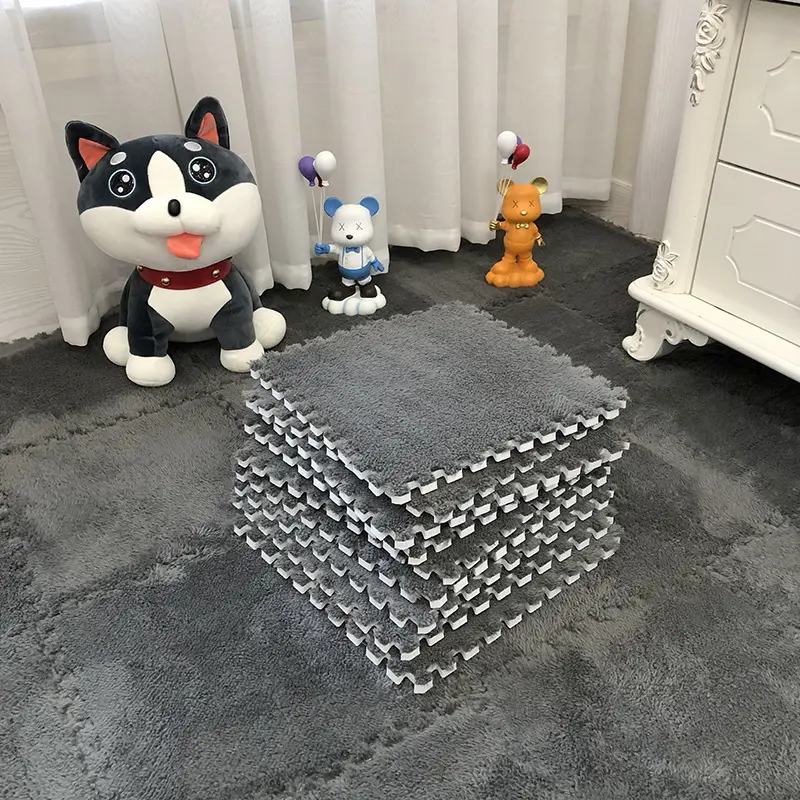 Square carpet bedroom foam floor mat, interlocking plush mat, living room tatami mat, non-slip bedside mat, machine washable