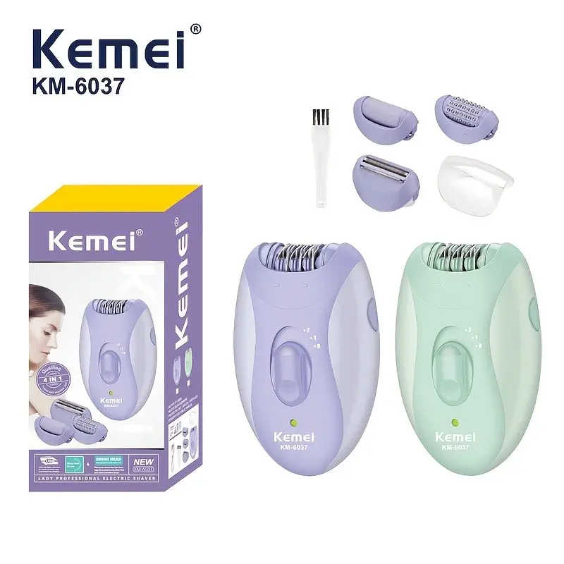 Kemei 6037 Electric Epilator Rechargeable Women Bikini Shaver Whole Body Trimmer Legs Armpit Hair Removal Machine Foot Callus Remover Hair Removal Tool