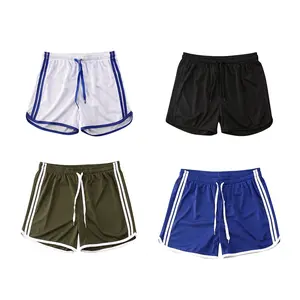 Men's Mesh Sports Shorts with Side Stripe | Elastic Drawstring Waist for Running, Fitness, Casual & Beach | Lightweight Sweatpants Style Shorts for Men and Boys