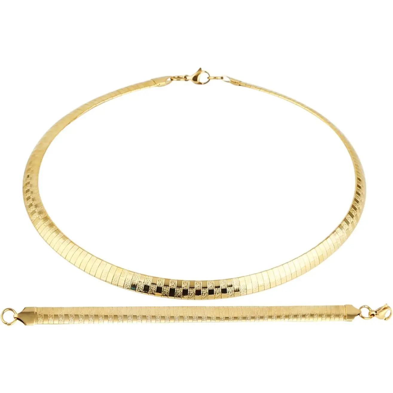 Stainless Steel Omega Chain 8mm Solid 18 inch Necklace and 8.5 inch Bracelet Set