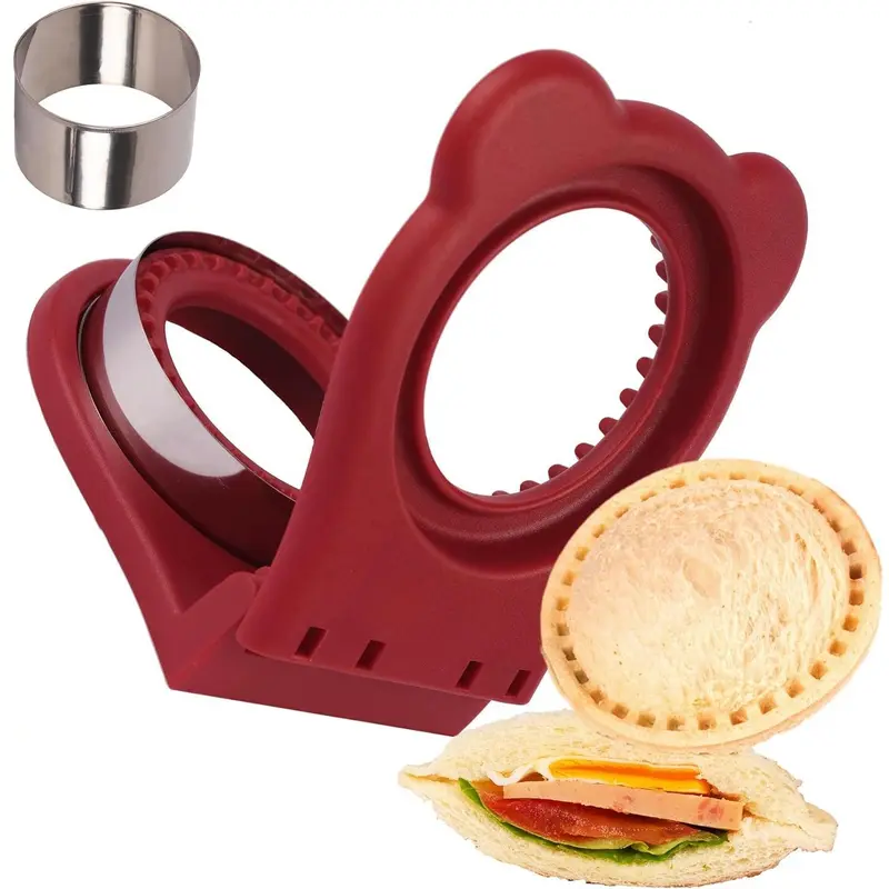 Stainless Steel Crustless Sandwich Maker Sealer Cutter - Specialty Kitchen Utensils, Round, Double-Side Sealing, Crustless in 30s, $0.25 per Slice Money-Saving Tool, Makes PB&J, Meat-Veggie or Pastries, All Ages Friendly
