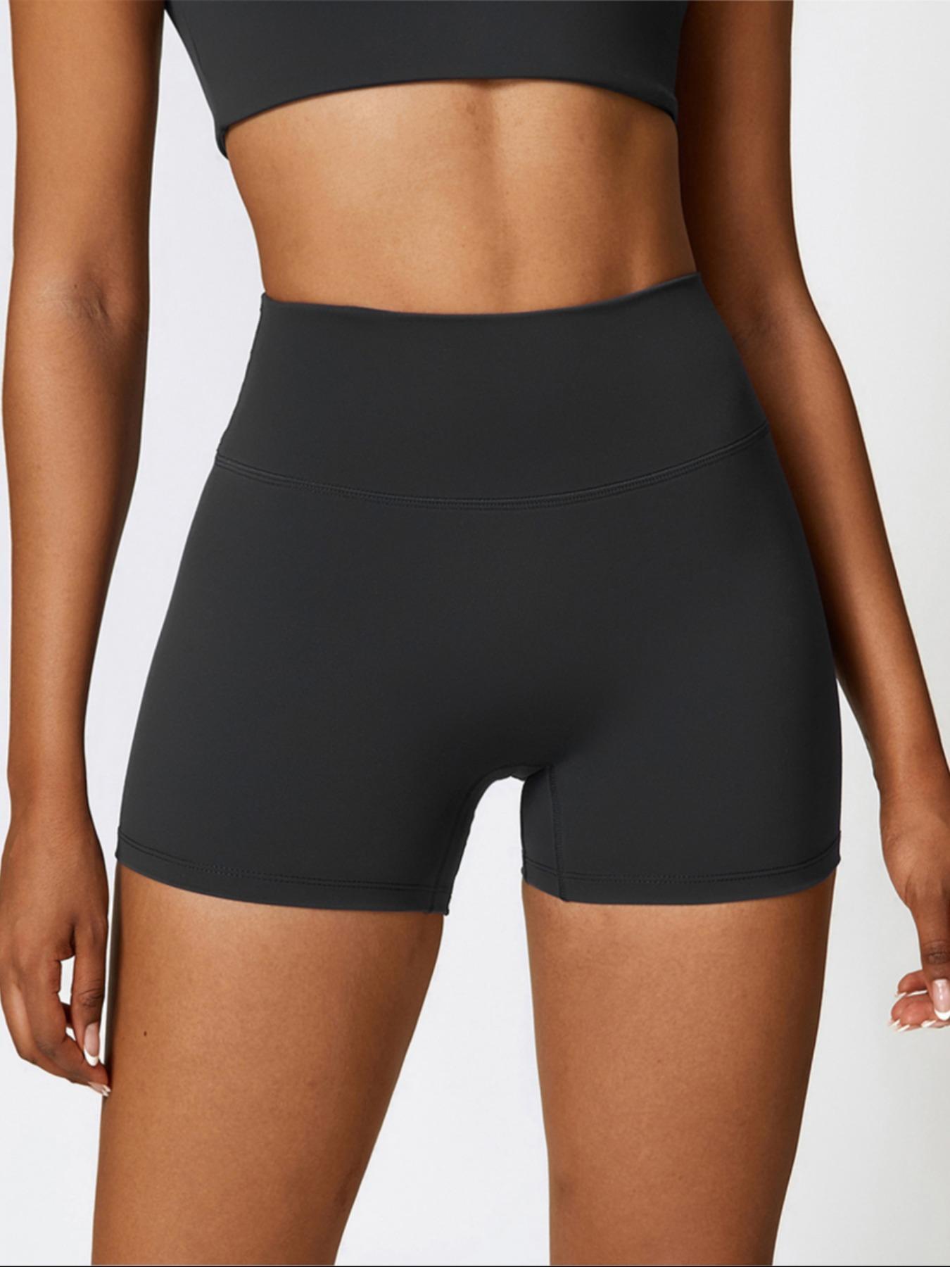 Women's Solid High Waist Sports Shorts, Gym Shorts, Athletic Shorts, High Stretch Breathable Comfortable Quick Drying Skinny Shorts, Ladies Sportswear for Yoga Gym Workout Running, Tight Fitted Shorts