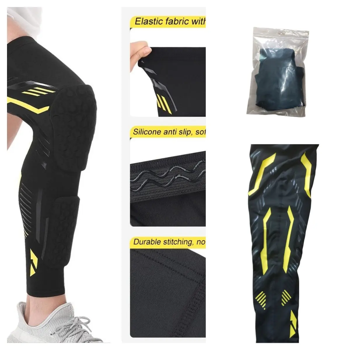 Knee Brace Compression Sleeve, Knee Compression Wrap for Youth Sports, Anti-Collision Knee Pad & Calf Support, Ideal for Soccer Basketball Running Baseball, Soft Protective Sleeves, Leg Sleeve, Knee Pads Wrap, Knee Supports