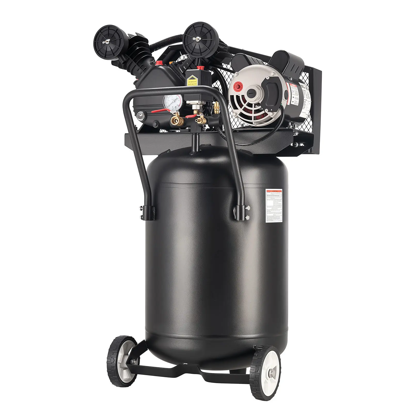 20-Gallon Air Compressor, 2HP 6.5SCFM at 90PSI, Max 135PSI Pressure Oil-Lubricated Air Compressor Tank, 120V, Portable on Wheels for Auto Repair, Tire Inflation, Spray Painting, Woodwork Nailing