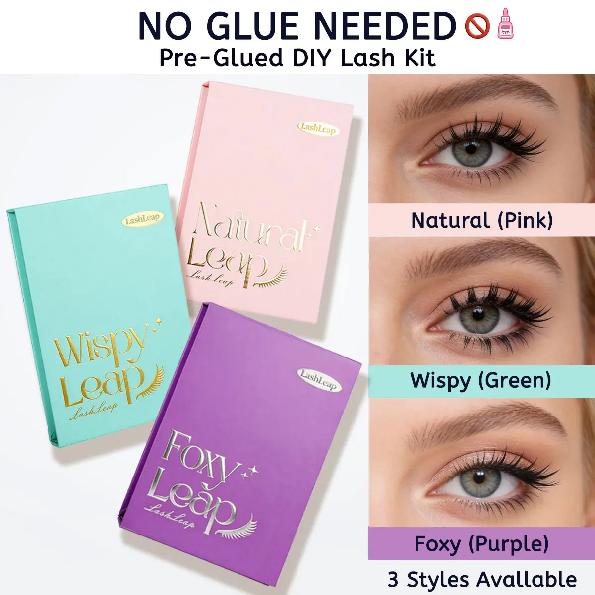 LashLeap Pre-Glued Lash Clusters Kit, Waterproof DIY False Eyelash Extensions, 156 Pcs Fluffy & Natural Styles with Applicator for Adults, Lashes Clusters Kit, Cluster Lashes