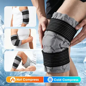 1Pc Super Absorbent Resin Hot & Cold Knee Ice Pack, Multifunctional Flexible Cold Pack, Self-Absorbing Joint & Sports Therapy Ice Bag with Adjustable Strap Brace, Reusable for Ankle, Knee, Neck & Shoulder, Perfect for Travel & Outdoor Use