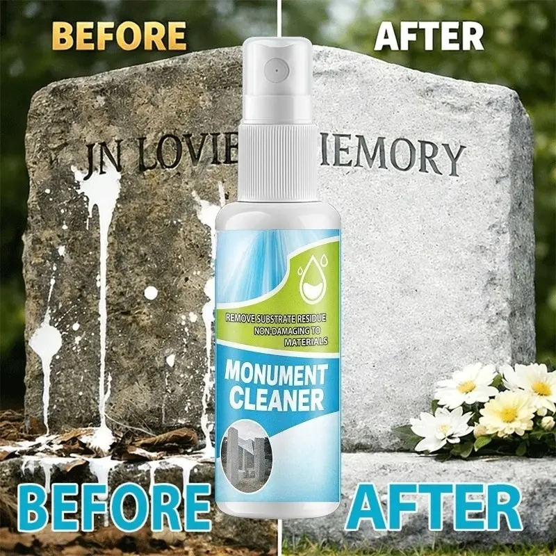 Tombstone care spray - remove the yellow spots and black spots on the stone, and easily dissolve the dust stains. Suitable for outdoor commemorative items, spray and rinse immediately to see the effect