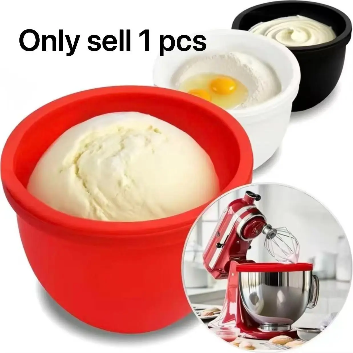 Silicone Inner Bowl for Kitchenaid Mixer, Fits 5Quart,1 count  Lids,ldeal for Mixing Dough and Baking Ingredients