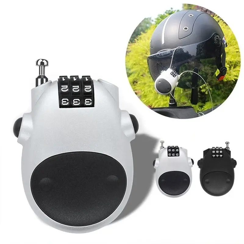 Retractable Steel Cable Code Lock High Precision Password Wheel Anti-Theft Lock Fits Motorcycle Helmet Luggage Case Sled Electric Vehicle Portable Outdoor Cycling Security Lock