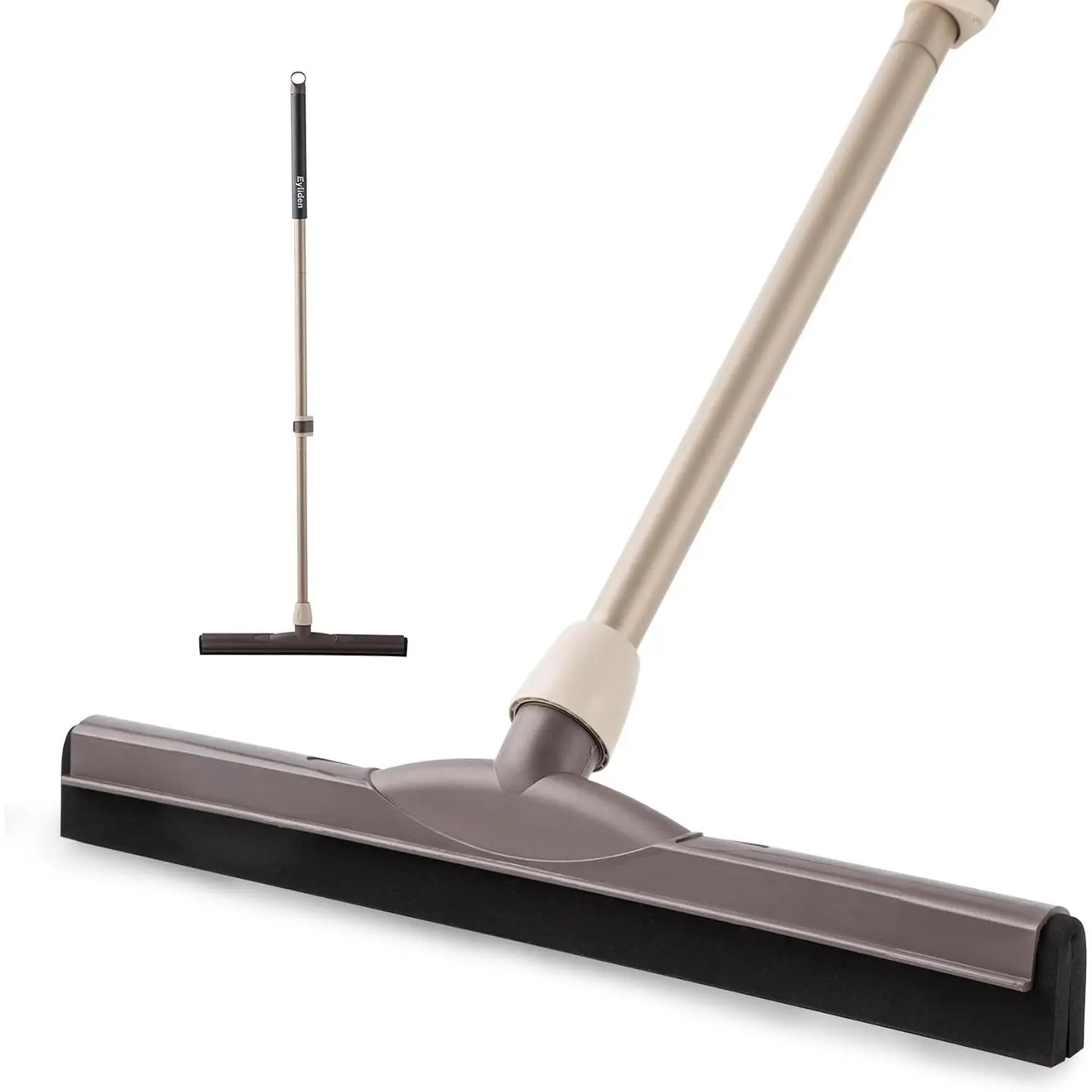 Floor Squeegee for Water Removal, 17" Dual-Layer EVA Soft Blade Won’t Scratch Floors, Quick Water/Soap Removal in One Pass, for Kitchen, Bathroom, Tile, Hardwood, Telescoping Long Handle