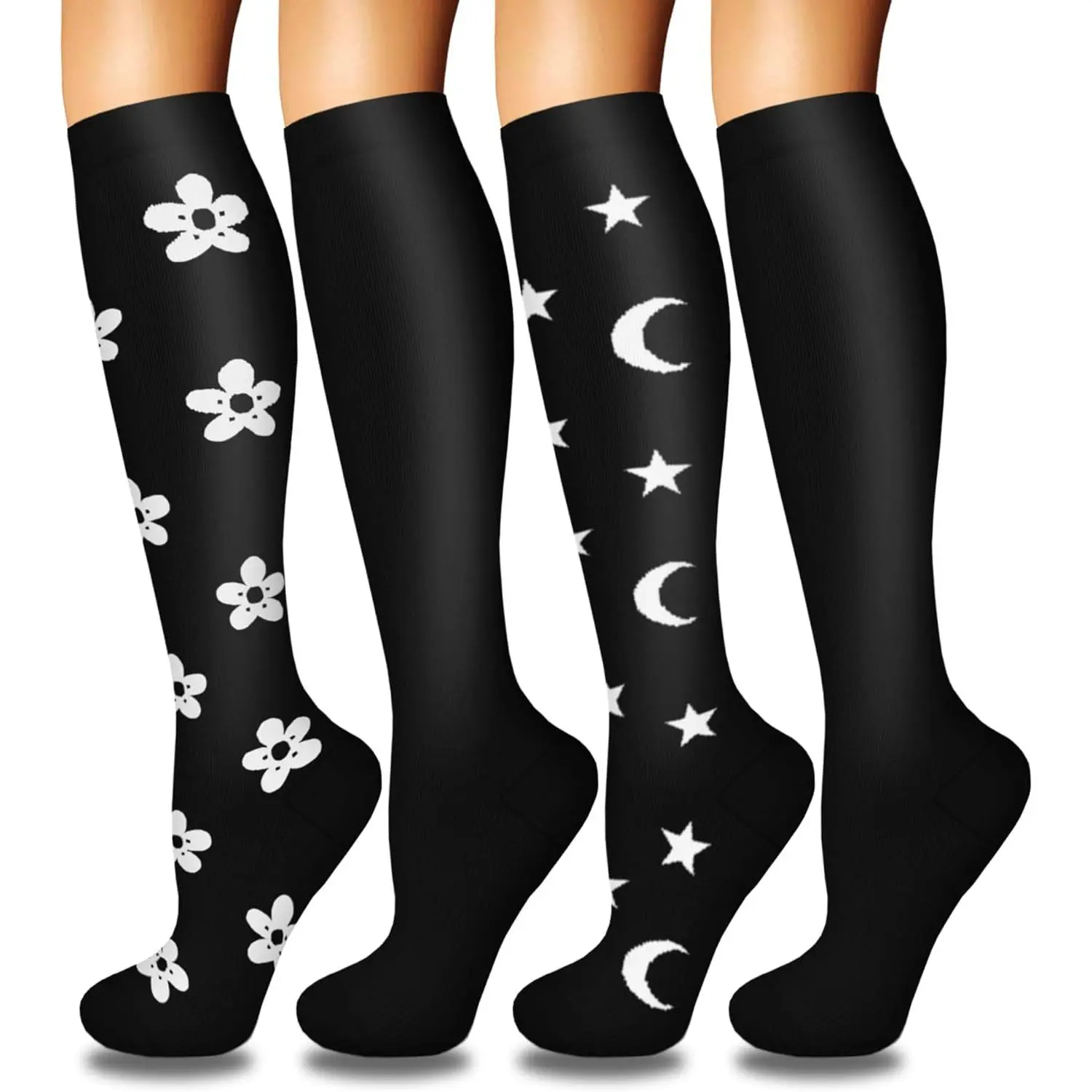 02-7-flowers/Black/Stars/Black-4 Pairs