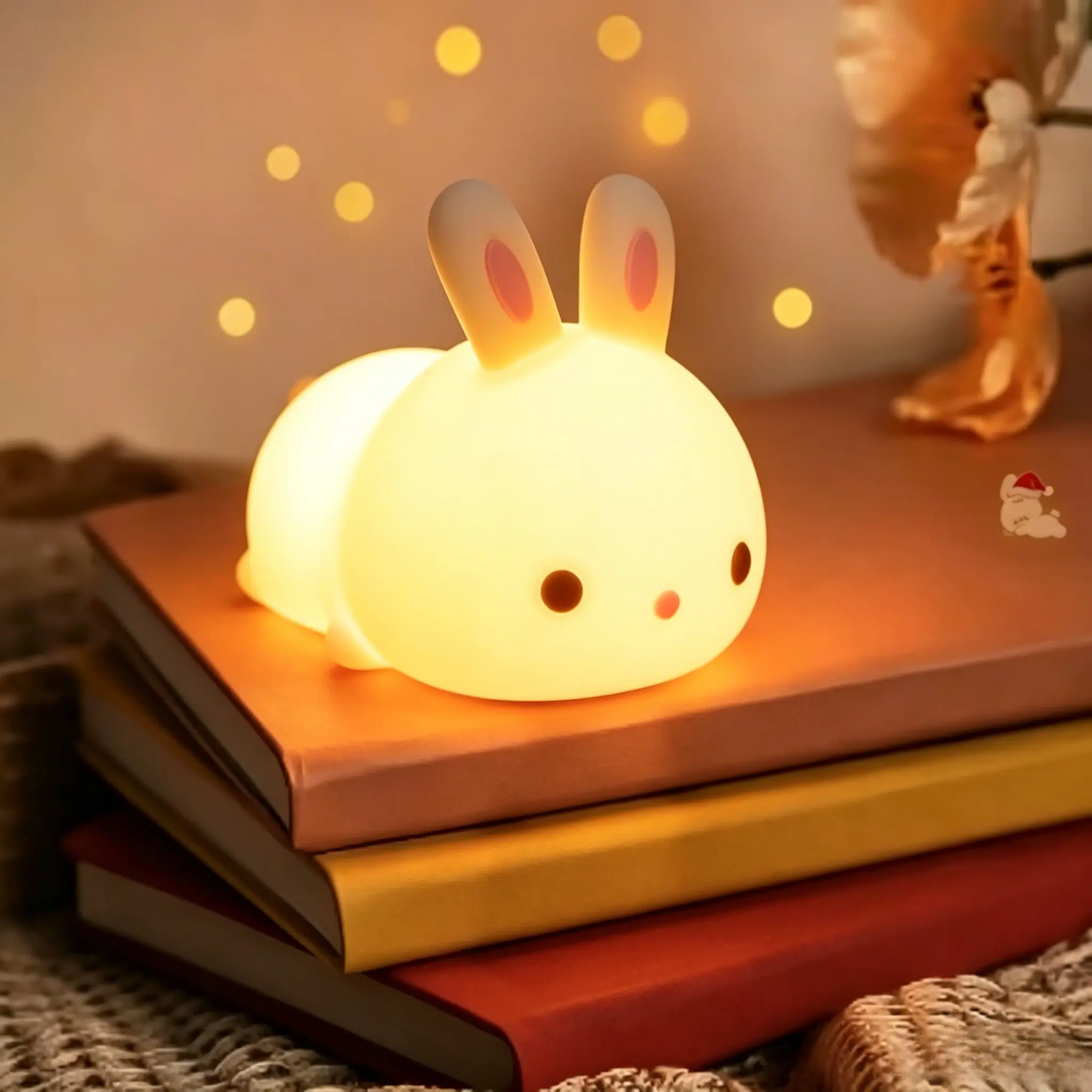 Soft Silicone Squishy Bunny Night Light, Color Changing Lighting, 1200mah Dimmable Rabbit Lamp, Cute Room Decor, Birthday Gift