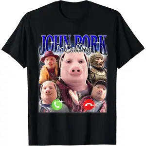 John Pork is Calling Meme 90s T-Shirt Unisex Cotton Menswear Top Breathable