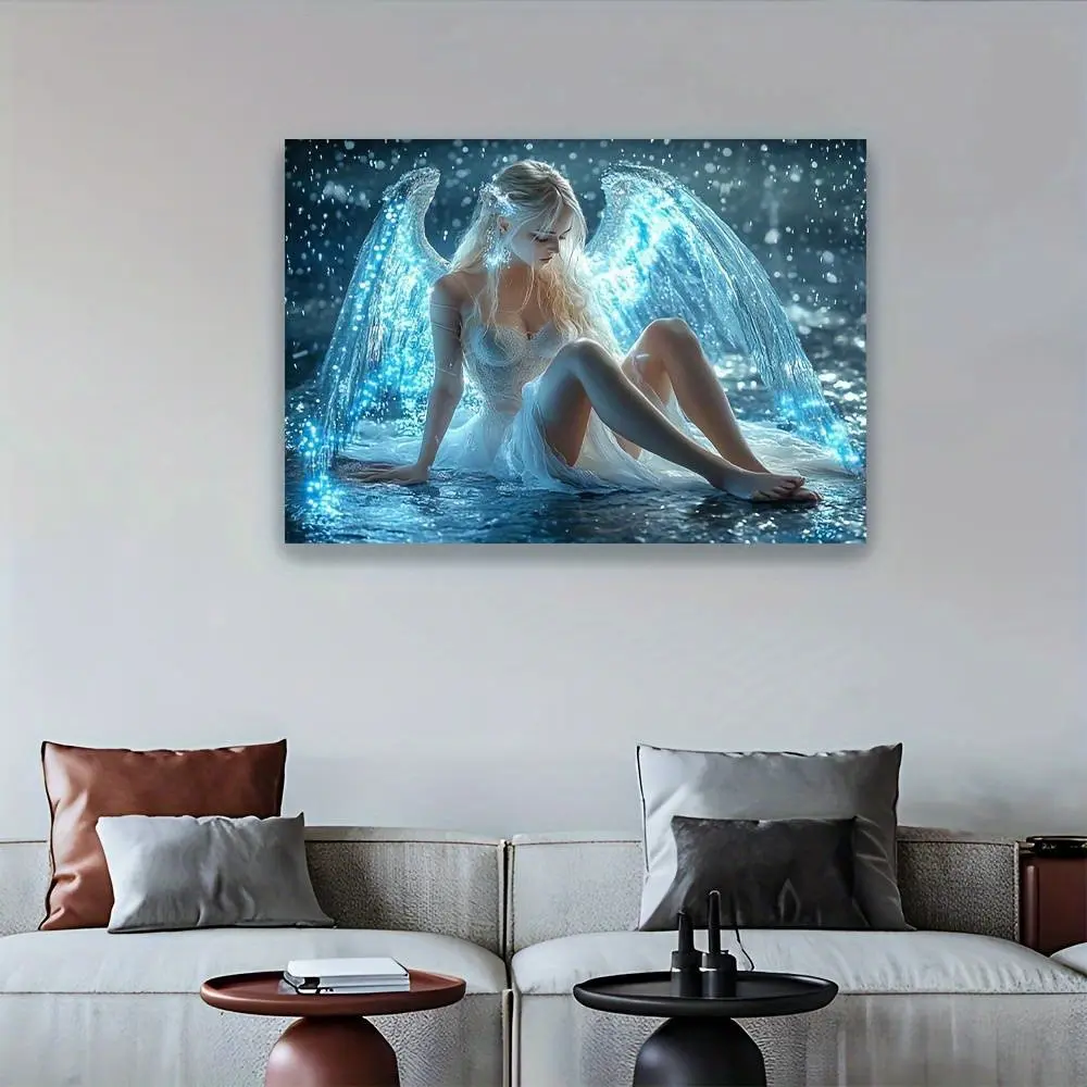 1pc Glam Angel in Water Backdrop Cloth, Polyester, No Feathers, Electricity-Free, Perfect for Living Room, Bedroom, Office, Party Decor, Creative Gift Idea